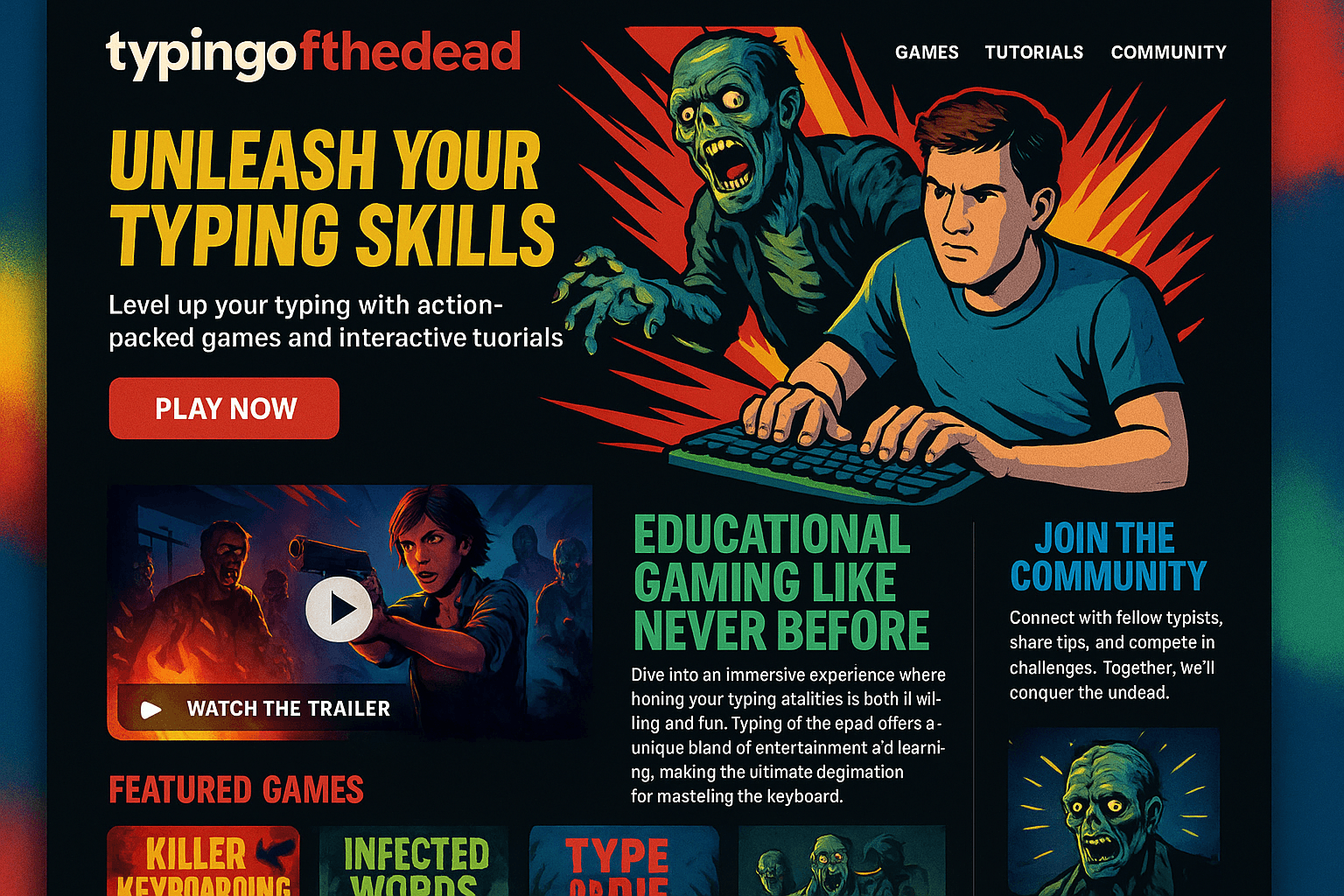 typingofthedead.com website mockup